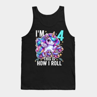 Kids 4 Year Old Shirt 4Th Birthday Girl Unicorn Tank Top